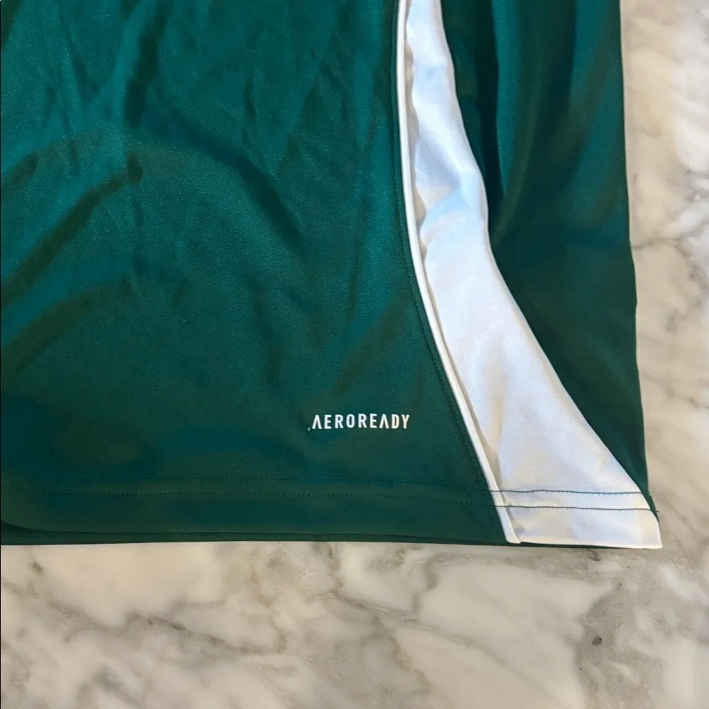 Adidas Aeroready Green and White Tee size small